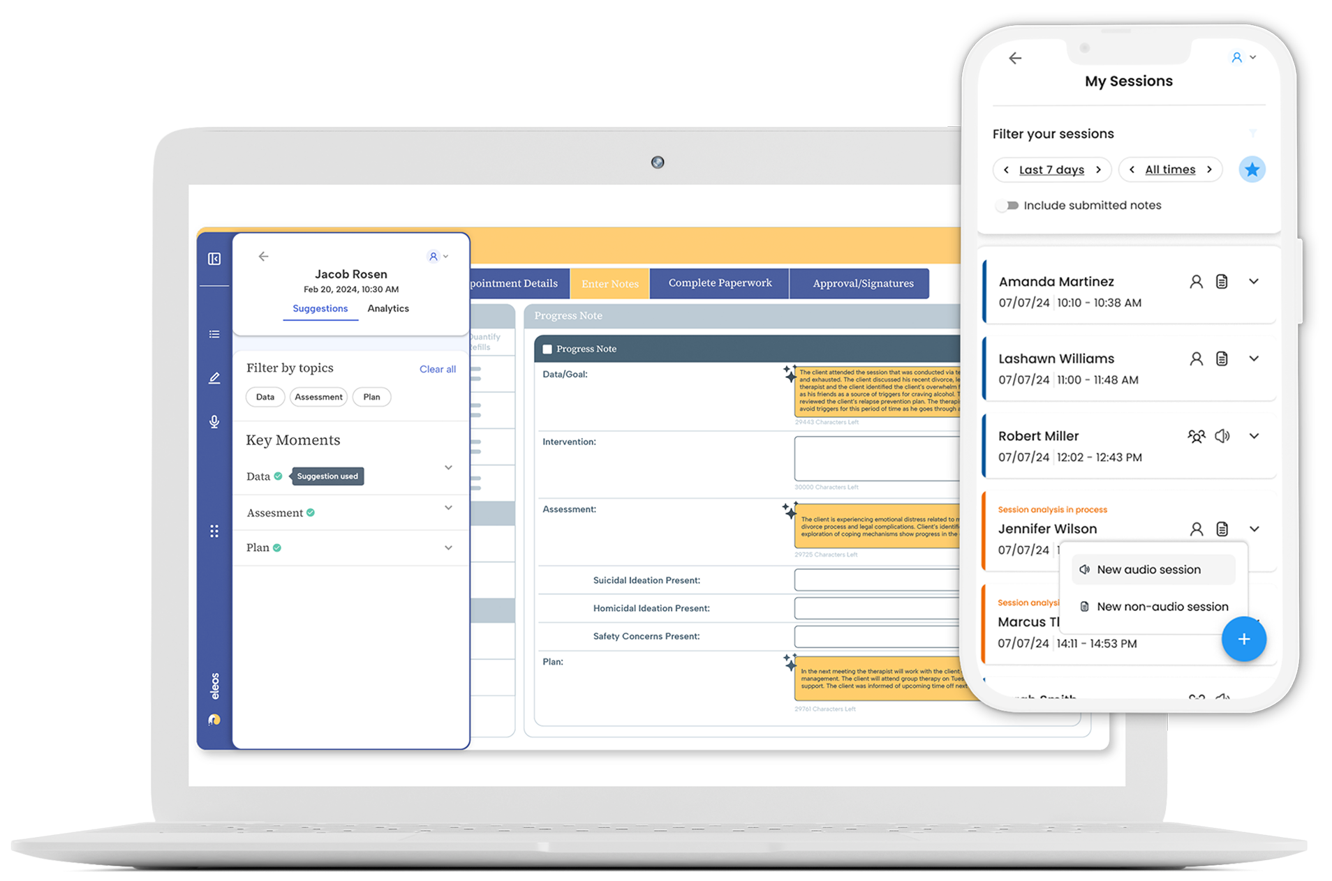 Product image showing how Eleos works on desktop and mobile
