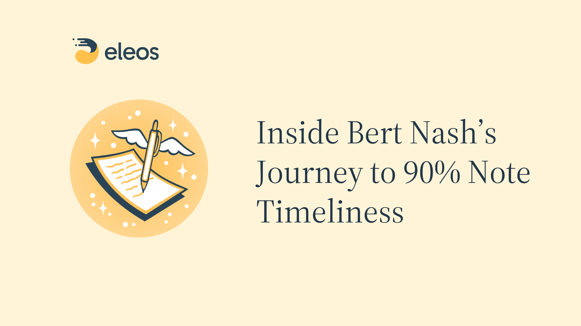Bert Nash's story from AI skeptics to a successful behavioral health AI rollout and 90% timely notes. Yellow image with magic notes.