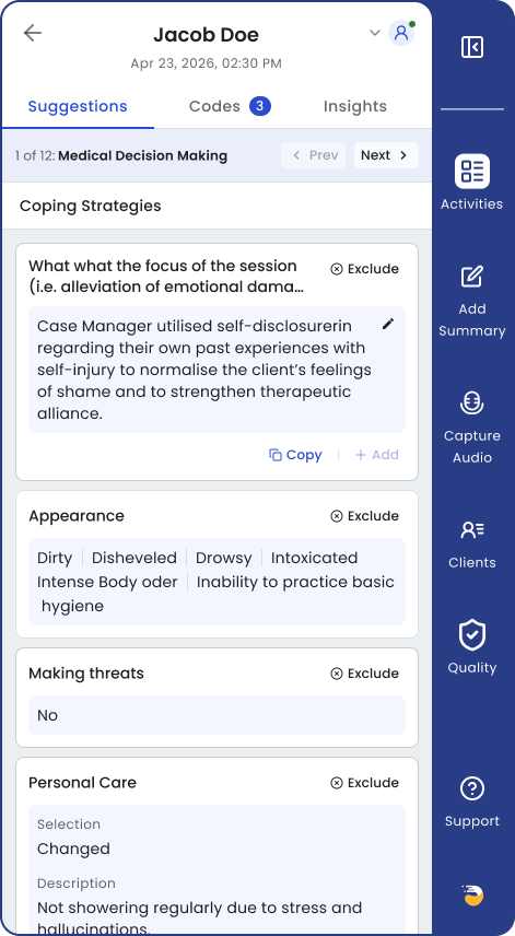Coding accuracy for clinicians