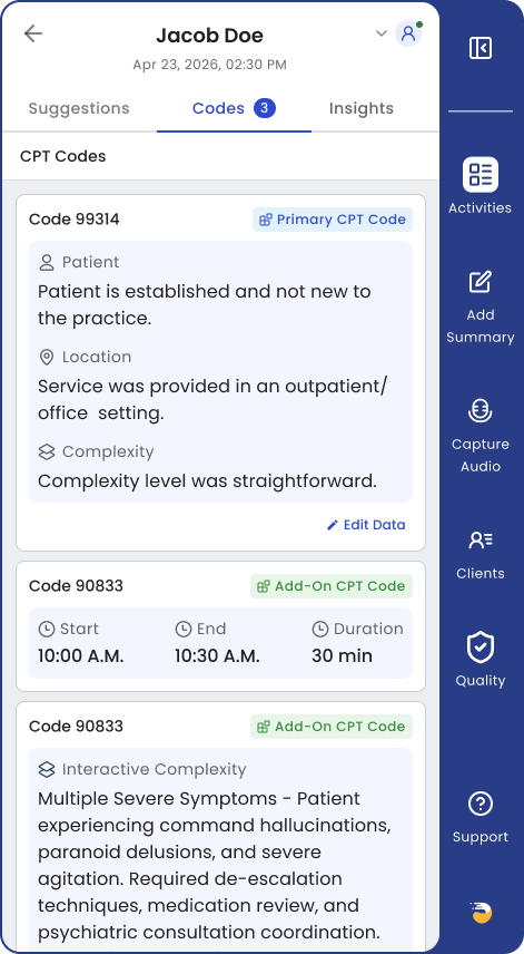 CPT coding within Eleos